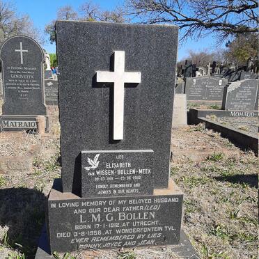 BOLLEN L.M.G. 1912-1956 :: VAN WISSEN Elisabeth previously BOLLEN nee MEEK 1919-2002