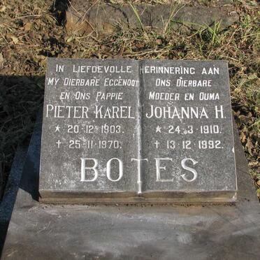 BOTES Pieter Karel 1903-1970 &amp; Johanna H. 1910-1992