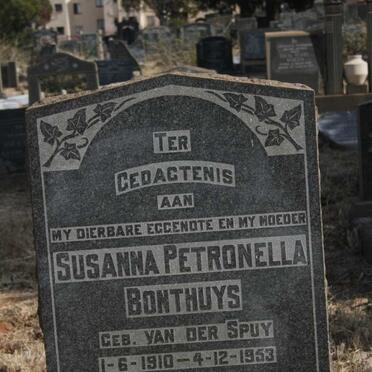 BONTHUYS Susanna Petronella nee VAN DER SPUY 1910-1953