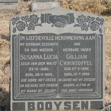 BOOYSEN Gilliam Christoffel 1886-1958 & Susanna Lucia VAN DER WALT 1890-1955