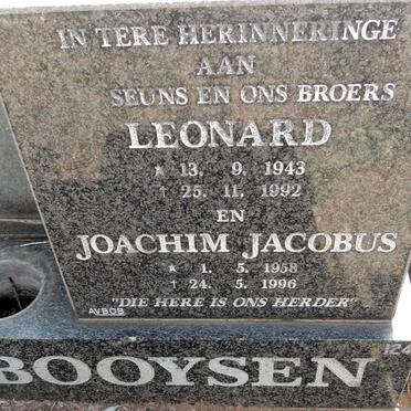 BOOYSEN Leonard 1943-1992 :: BOOYSEN Joachim Jacobus 1958-1996