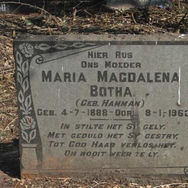 BOTHA Maria Magdalena nee HAMMAN 1888-1963