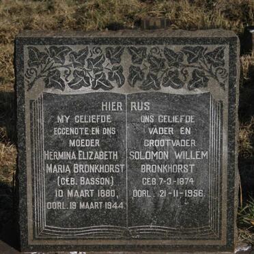 BRONKHORST Solomon Willem 1874-1956 & Hermina Elizabeth Maria BASSON 1880-1944