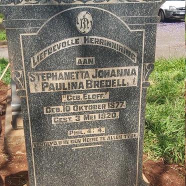 BREDELL Stephanetta Johanna Paulina nee ELOFF 1877-1920