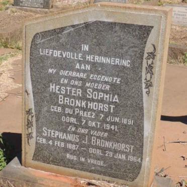 BRONKHORST Stephanus J. 1887-1964 &amp; Hester Sophia DU PREEZ 1891-1941
