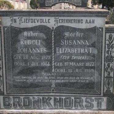 BRONKHORST Rudolf Johannes 1873-1954 & Susanna Elizabetha T. SNYDERT 1877-1959