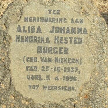 BURGER Alida Johanna Hendrika Hester nee VAN NIEKERK 1937-1956