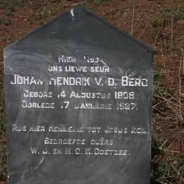 BERG Johan Hendrik, v.d. 1908-1937