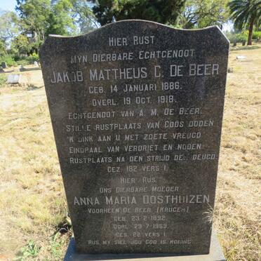 BEER Jakob Mattheus C., de 1886-1918 & Anna Maria OOSTHUIZEN nee KRUGER 1892-1969