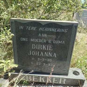 BEKKER Dirkie Johanna 1930-1993