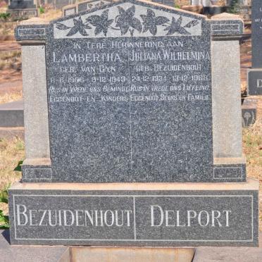 BEZUIDENHOUT Lambertha nee van GYN 1906-1943 :: DELPORT Juliana Wilhelmina nee BEZUIDENHOUT 1934-1968