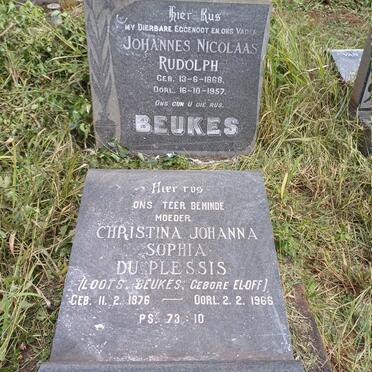BEUKES Johannes Nicolaas Rudolph 1868-1957 & Christina Johanna Sophia DU PLESSIS voorheen LOOTS nee ELOFF 1876-1966