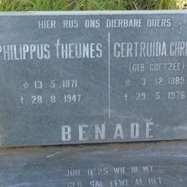 BENADE Philippus Theunes 1871-1947 & Gertruida Christina COETZEE 1889-1976