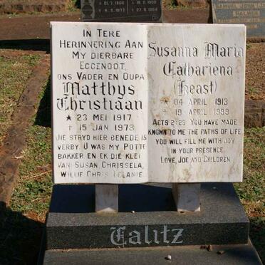 CALITZ Matthys Christiaan 1917-1973 &amp; Susanna Maria Cathariena KEAST 1913-1999