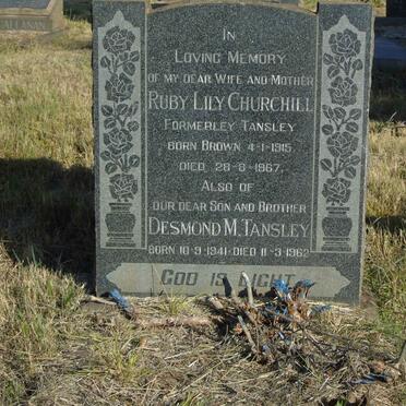 CHURCHILL Ruby Lily formerly TANSLEY nee BROWN 1915-1967