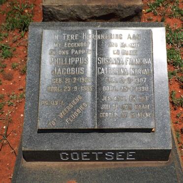 COETSEE Phillippus Jacobus 1906-1955 &amp; Susanna Francina Catherina NORVAL 1907-1990