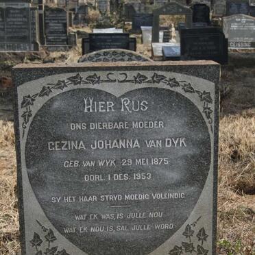 DYK Gezina Johanna, van nee VAN WYK 1875-1953