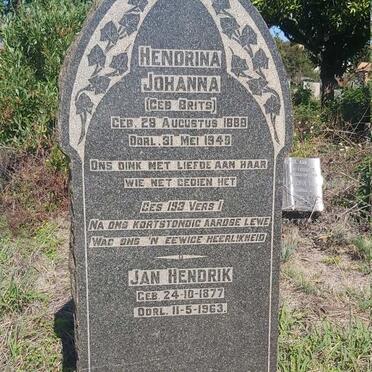 DELPORT Jan Hendrik 1877-1963 &amp; Hendrina Johanna BRITS 1888-1949