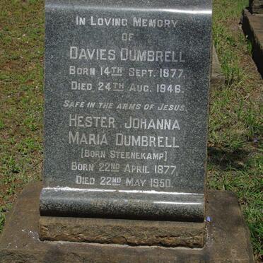 DUMBRELL Davies 1877-1946 & Hester Johanna Maria STEENEKAMP 1877-1950