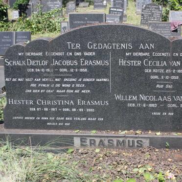 ERASMUS Schalk Dietlof Jacobus 1908-1958 &amp; Hester Christina 1917-2002 :: HEERDEN van