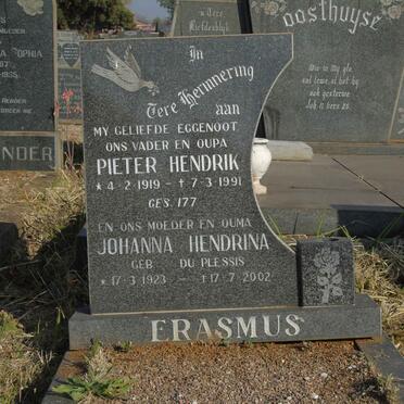 ERASMUS Pieter Hendrik 1919-1991 &amp; Johanna Hendrina DU PLESSIS 1923-2002