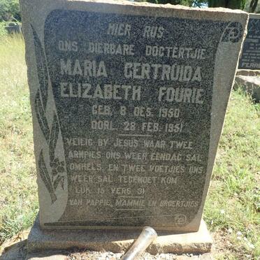 FOURIE Maria Gertruida Elizabeth 1950-1951