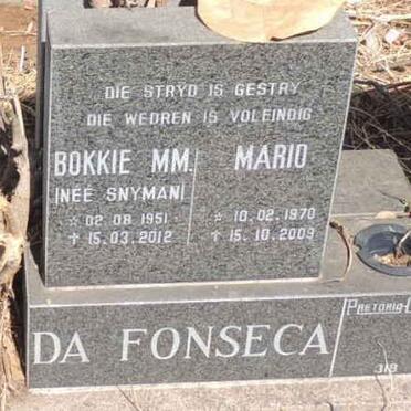 FONSECA Mario, da 1970-2009 & M.M. SNYMAN 1951-2012
