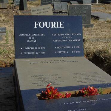 FOURIE Josephus Marthinus 1898-1981 &amp; Gertruida Anna Susanna VAN DER MERWE 1901-1980
