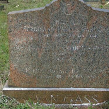 GASS Ferdinand Paulus, van 1863-1944 & Susanna Maria Cornelia VOSLOO 1869-1954 :: VAN GASS Ferdinand Paulus 1894-1950