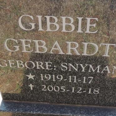 GEBARDT Gibbie nee SNYMAN 1919-2005