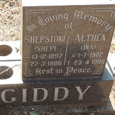 GIDDY Shepstone 1897-1986 & Althea 1902-1998