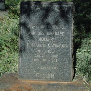 GOOSEN Elizabeth Catharina nee LE ROUX 1862-1946