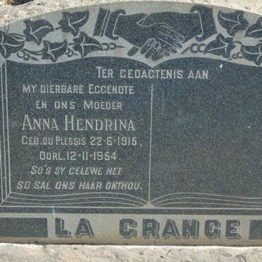 GRANGE Anna Hendrina, la nee DU PLESSIS 1915-1954