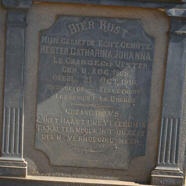 GRANGE Hester Catharina Johanna, le nee VENTER 1888-1918