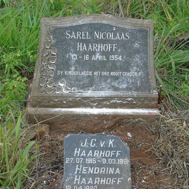 HAARHOFF J.C.v.K. 1915-1991 &amp; Hendrina 1920- :: HAARHOFF Sarel Nicolaas 1954-1954