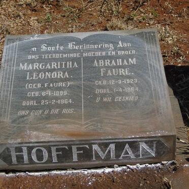 HOFFMAN Margaritha Leonora nee FAURE 1889-1964 :: HOFFMAN Abraham Faure 1923-1964