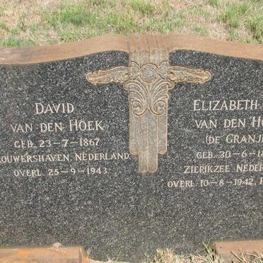 HOEK David, van den 1867-1943 &amp; Elizabeth A.I. DE GRANJE 1873-1942