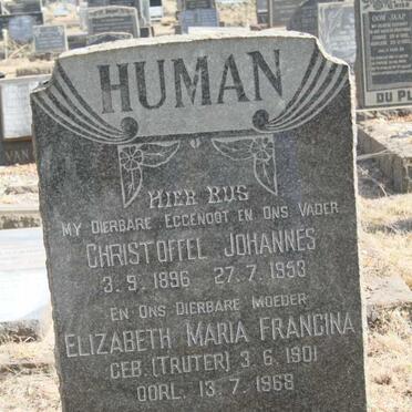 HUMAN Christoffel Johannes 1896-1953 & Elizabeth Maria Francina TRUTER 1901-1968