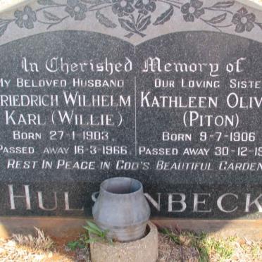 HULSENBECK Friedrich Wilhelm Karl 1903-1966 &amp; Kathleen Olivia PITON 1906-1977