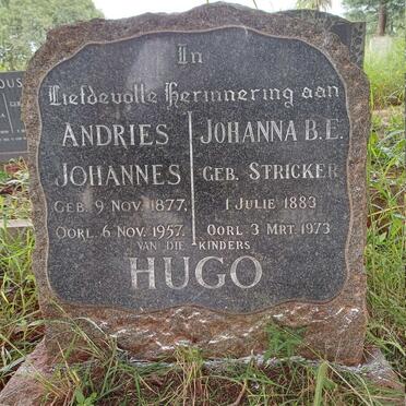 HUGO Andries Johannes 1877-1957 & Johanna B.E. STRICKER 1883-1973