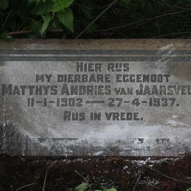 JAARSVELD Matthys Andries, van 1902-1937