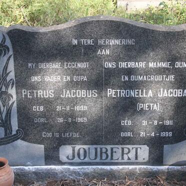 JOUBERT Petrus Jacobus 1899-1969 &amp; Petronella Jacoba 1911-1999