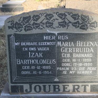 JOUBERT Izak Bartholomeus 1885-1954 & Maria Helena Gertruida BARNARD 1898-1980