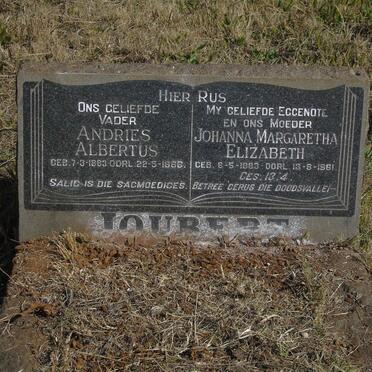 JOUBERT Andries Albertus 1883-1966 &amp; Johanna Margaretha Elizabeth 1883-1961