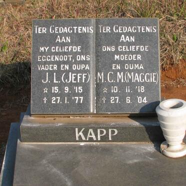 KAPP J.L. 1915-1977 &amp; M.C.M 1918-2004