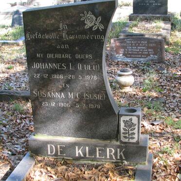 KLERK Johannes L., de 1906-1978 &amp; Susanna M.C. 1906-1978