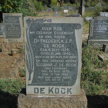 KOCK Frederick J.P., de 1874-1946 & Susanna J. EBERSOHN 1870-1952