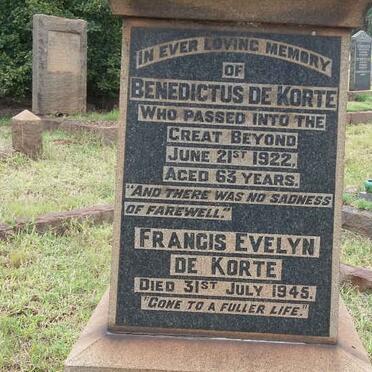 KORTE Benedictus, de -1922 &amp; Francis Evelyn -1945