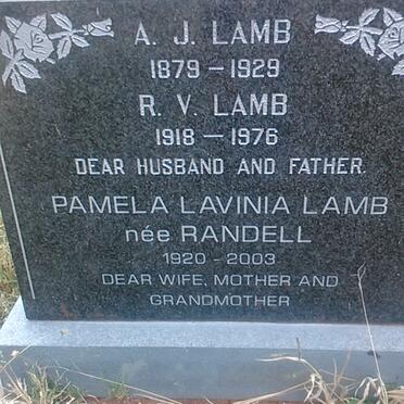 LAMB A.J. 1879-1929 :: LAMB R.V. 1918-1976 &amp; Pamela Lavinia RANDELL 1920-2003