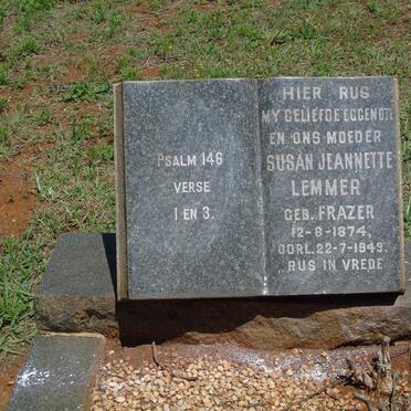 LEMMER Susan Jeanette nee FRAZER 1874-1949